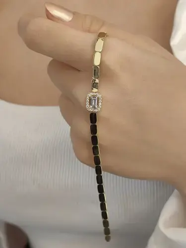 SERAMİK FİZYON BAGET 14 AYAR TARZ ALTIN BİLEKLİK - Görsel 2