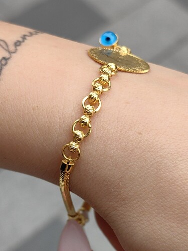 22&14 AYAR DORİKA İTALYAN ZİNCİR ÇEYREKLİ BİLEKLİK - Görsel 2