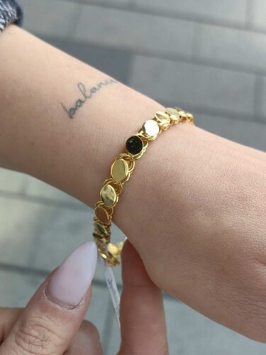 14 AYAR PUL ZİNCİR ARPA TARZ ALTIN BİLEKLİK - Görsel 2