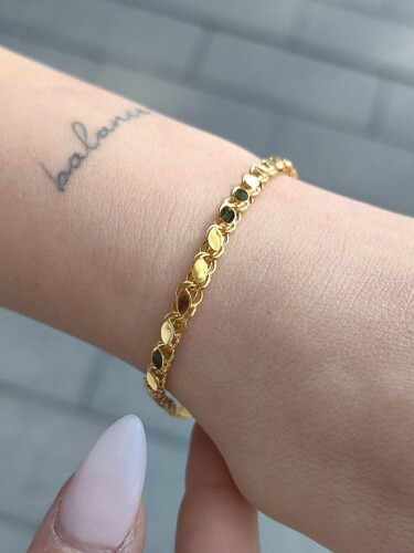 14 AYAR PUL ZİNCİR ARPA MODEL ALTIN BİLEKLİK XKNY02129 - Görsel 4