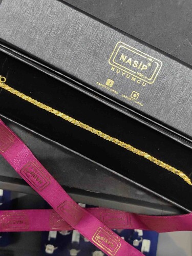 14 AYAR PUL ZİNCİR ARPA MODEL ALTIN BİLEKLİK XKNY02129 - Görsel 5