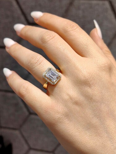 14 AYAR ÖZEL TASARIM BAGET ALTIN YÜZÜK - Görsel 2