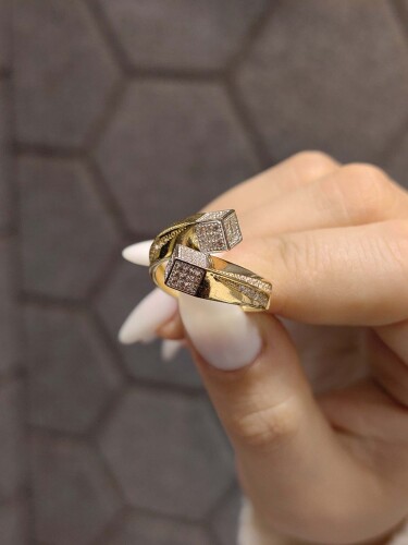 14 AYAR TREND TAŞLI FANTAZİ ALTIN YÜZÜK - Görsel 2