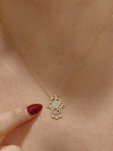 14 AYAR FATMA ANA ELİ SEMAZEN VAVLI MODEL ALTIN KOLYE - Görsel 2