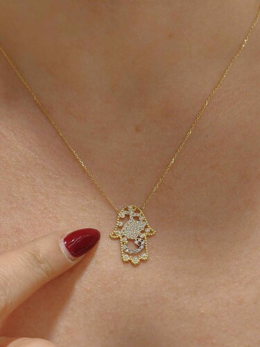 14 AYAR FATMA ANA ELİ SEMAZEN VAVLI MODEL ALTIN KOLYE - Görsel 3