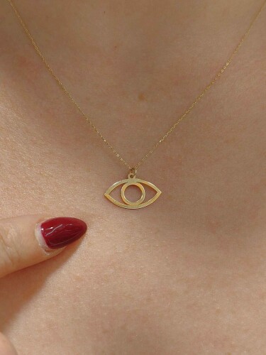 14 AYAR GÖZ MODEL TARZ ALTIN KOLYE - Görsel 2