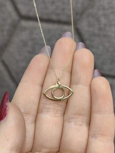 14 AYAR GÖZ MODEL TARZ ALTIN KOLYE - Görsel 3