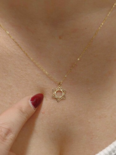 ÇİÇEK MODEL ALTIN KOLYE 14 AYAR - Görsel 2