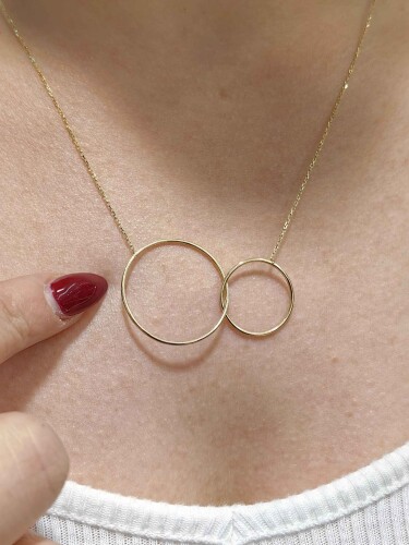 14 AYAR SONSUZLUK ÇEMBERİ ALTIN KOLYE - Görsel 2