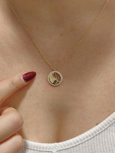 14 AYAR HAYAT AĞACI MODEL TARZ ALTIN KOLYE - Görsel 2