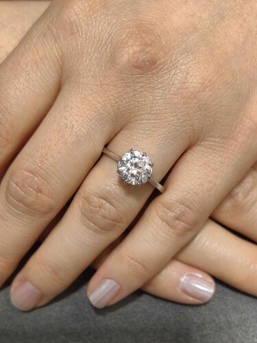 14 AYAR BEYAZ ALTIN TEKTAŞ ALTIN YÜZÜK - Görsel 2