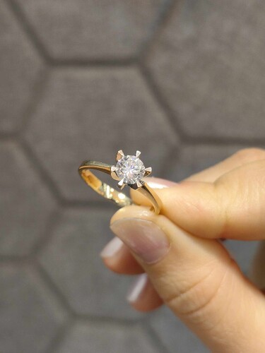 14 AYAR ÖZEL TASARIM TEKTAŞ ALTIN YÜZÜK - Görsel 3