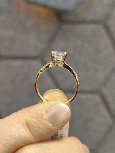 14 AYAR SONSUZLUK DETAYLI TEKTAŞ ALTIN YÜZÜK - Görsel 4