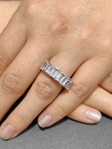 14 AYAR KARE TAŞLI BEŞTAŞ ALTIN YÜZÜK - Görsel 2