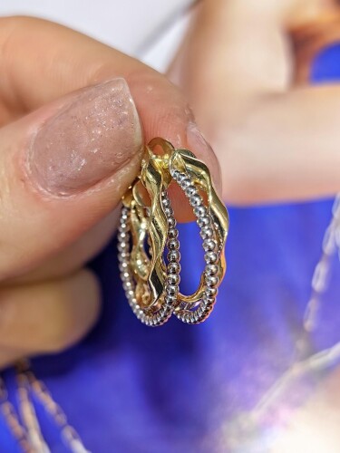 14 AYAR DALGALI DORİKA ALTIN KÜPE - Görsel 2