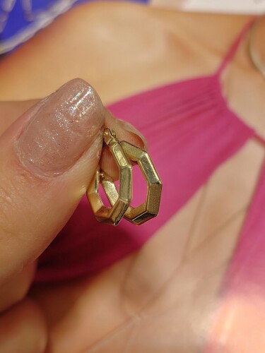 14 AYAR KÖŞELİ HALKA ALTIN KÜPE - Görsel 2