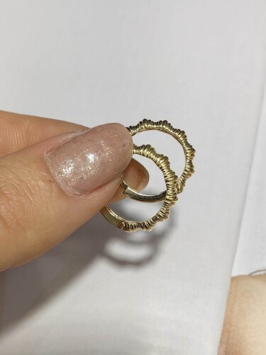 14 AYAR KEMİK MODEL HALKA ALTIN KÜPE - Görsel 3