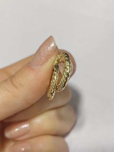 14 AYAR BURGU HALKA ALTIN KÜPE - Görsel 2