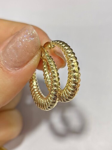 14 AYAR İSTİRİDYE HALKA ALTIN KÜPE - Görsel 2