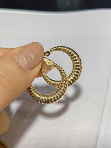 14 AYAR İSTİRİDYE HALKA ALTIN KÜPE - Görsel 3