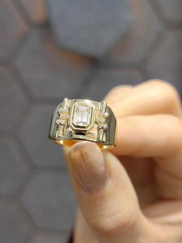 14 AYAR ÖZEL TASARIM BAGET TAŞLI FANTAZİ YÜZÜK - Görsel 3