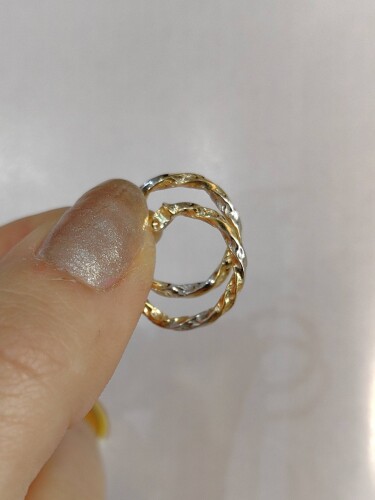 14 AYAR SARMAŞIK HALKA ALTIN KÜPE - Görsel 3