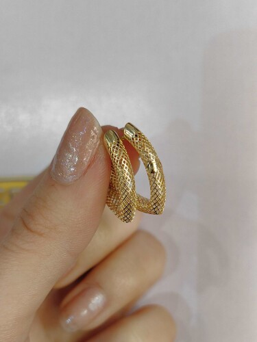 14 AYAR VALENTYNA HALKA ALTIN KÜPE - Görsel 2