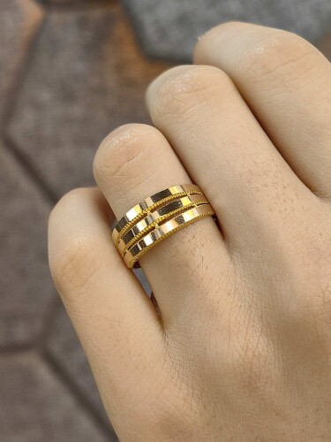 14 AYAR ÜÇLÜ AJDA MODEL FANTAZİ ALTIN YÜZÜK XYZ002622 - Görsel 2