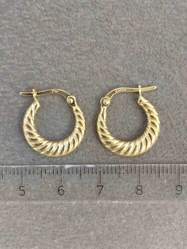 14 AYAR İSTİRİDYE HALKA ALTIN KÜPE - Görsel 4