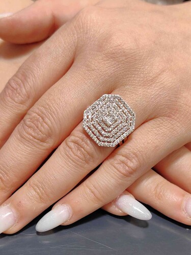 8 AYAR BEYAZ ALTIN MEGA BAGET ALTIN YÜZÜK - Görsel 2