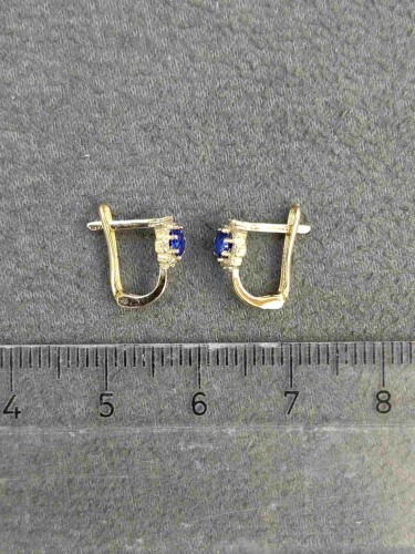 14 AYAR LACİVERT TAŞLI ÖZEL TASARIM ALTIN BEBEK KÜPE - Görsel 4