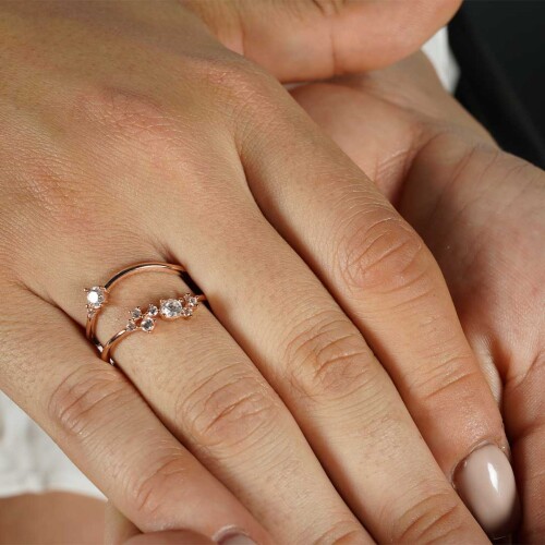 14 AYAR PİANO CABARET ASİMETRİK QUEEN ALTIN YÜZÜK PXR0128 - Görsel 4