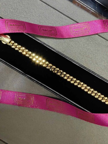 FİZYON İÇİ DOLU TOKA KİLİTLİ GURMET 14 AYAR ÖZEL TASARIM GURMET ZİNCİR ALTIN BİLEKLİK - Görsel 4