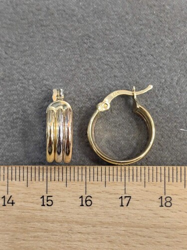 14 AYAR 3 RENK ÖZEL TASARIM HALKA ALTIN KÜPE - Görsel 4