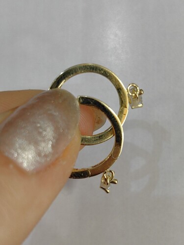 14 AYAR TEK TAŞLI SALLANTILI SHAKİRA ALTIN KÜPE - Görsel 4