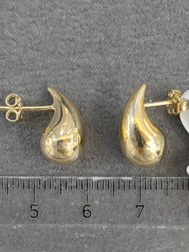 14 AYAR DAMLA MODEL VİDALI ALTIN KÜPE - Görsel 5