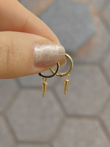 14 AYAR SALLANTILI ÇİVİ MODEL SHAKİRA ALTIN KÜPE - Görsel 4