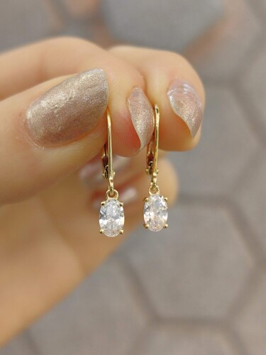 14 AYAR SALLANTILI TEKTAŞ MODEL SHAKİRA ALTIN KÜPE - Görsel 3