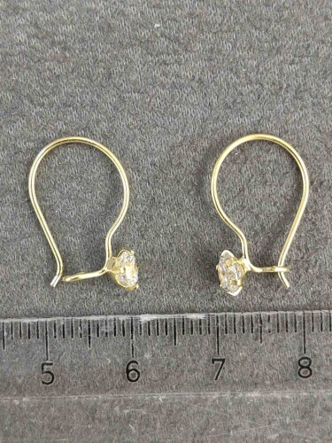 14 AYAR MENGEÇLİ ÖZEL TASARIM TEKTAŞ ALTIN KÜPE XKUP02573 - Görsel 4