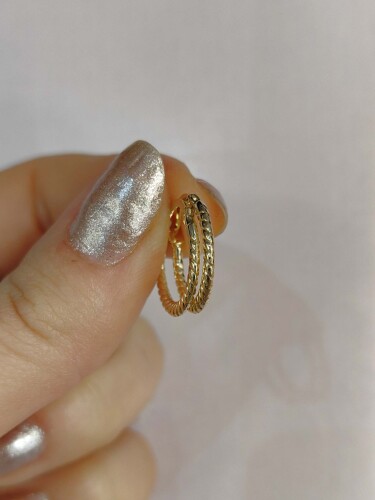 14 AYAR İSTİRİDYE HALKA ALTIN KÜPE - Görsel 2