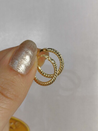 14 AYAR İSTİRİDYE HALKA ALTIN KÜPE - Görsel 3