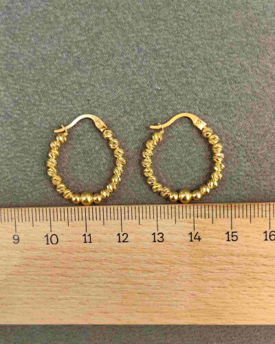 22 AYAR İTALYAN TASARIM SARMAL HALKA ALTIN KÜPE - Görsel 3