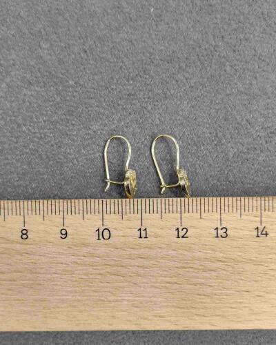 14 AYAR GÖLGELİ KALP MENGEÇLİ ALTIN KÜPE - Görsel 3