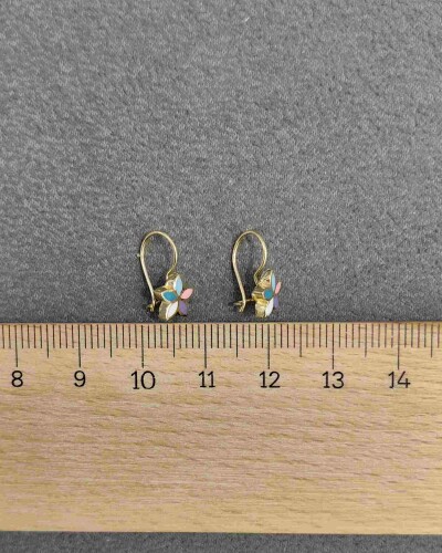 14 AYAR RENK FIRILDAĞI MENGEÇLİ ALTIN KÜPE - Görsel 3