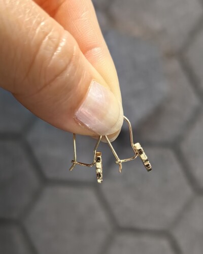 14 AYAR LOTUS ÇİÇEĞİ MENGEÇLİ ALTIN KÜPE - Görsel 2