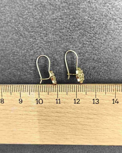 14 AYAR LOTUS ÇİÇEĞİ MENGEÇLİ ALTIN KÜPE - Görsel 3