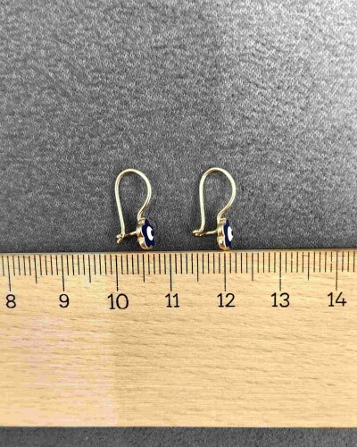 14 AYAR NAZAR ÇİÇEĞİ MENGEÇLİ ALTIN KÜPE - Görsel 3