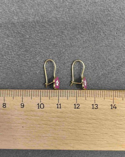 14 AYAR İKİZ ÇİÇEKLER MENGEÇLİ ALTIN KÜPE - Görsel 3