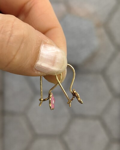 14 AYAR BAHAR ÇİÇEĞİ MENGEÇLİ ALTIN KÜPE - Görsel 2