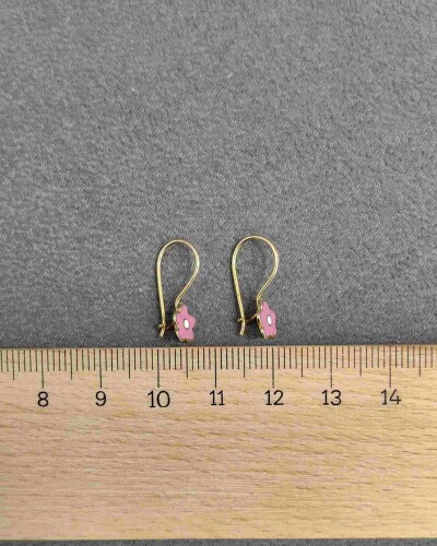 14 AYAR BAHAR ÇİÇEĞİ MENGEÇLİ ALTIN KÜPE - Görsel 3